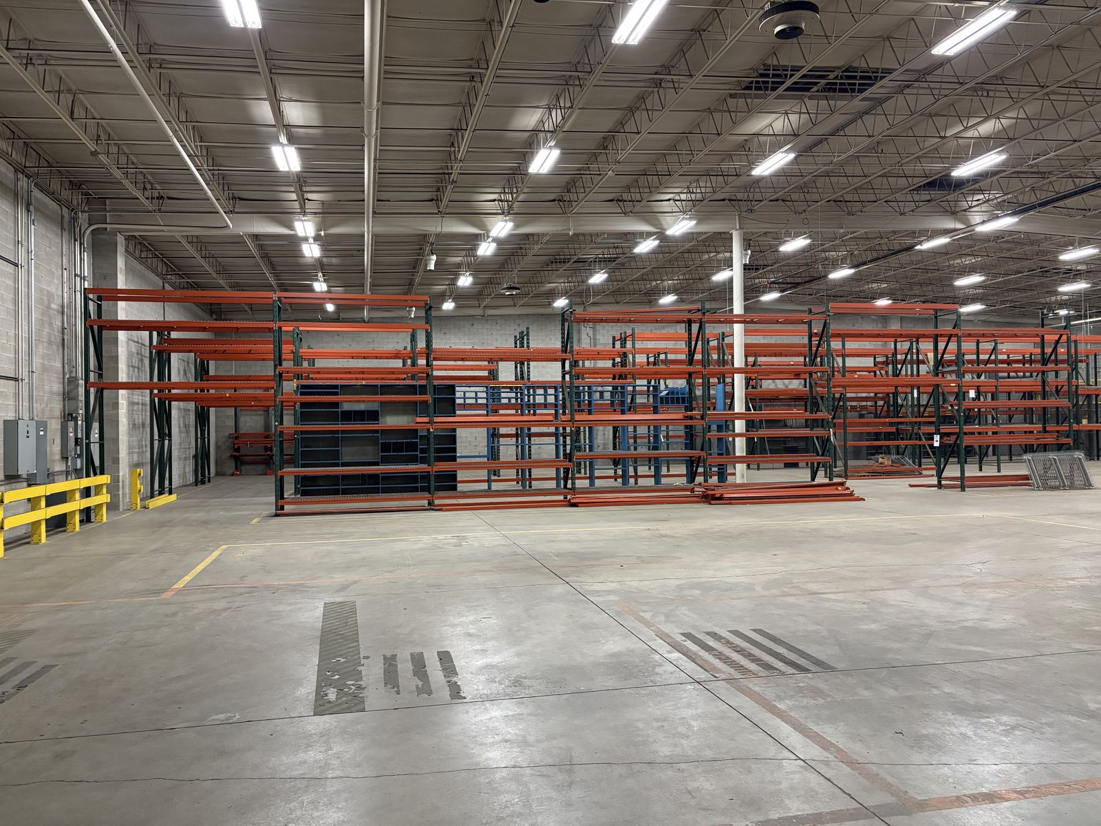 Pallet racking on the South Bend warehouse floor